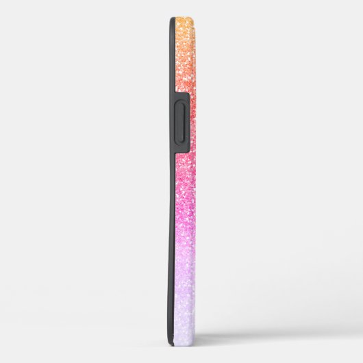 Chique Girly Pink Rainbow Glitter Ombre Monogram Case-Mate iPhone Case (Achterkant / Rechts)