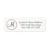 Chique Girly Pink Rose Gold Circle Monogram Etiket (Voorkant)