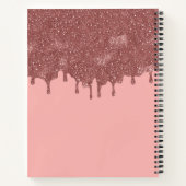Chique Girly Pink Rose Gold Glitter Drips Monogram Notitieboek (Achterkant)