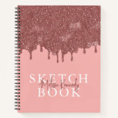 Chique Girly Pink Rose Gold Glitter Drips Schetsbo Notitieboek (Voorkant)