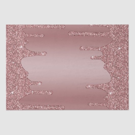 Chique Girly Roos Gold Sparkle Glitter Drips Tissuepapier (Voorkant)