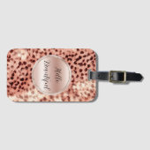 Chique Girly Roos Gouden Luipaard Bagagelabel (Voorkant (horizontaal))