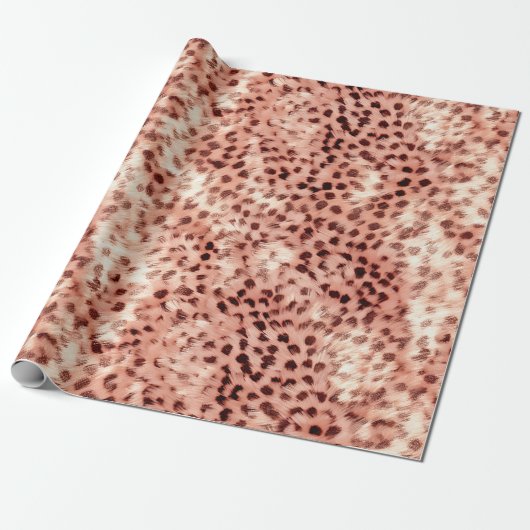 Chique  Girly Roos Gouden Luipaard Cadeaupapier (Uitgerold)