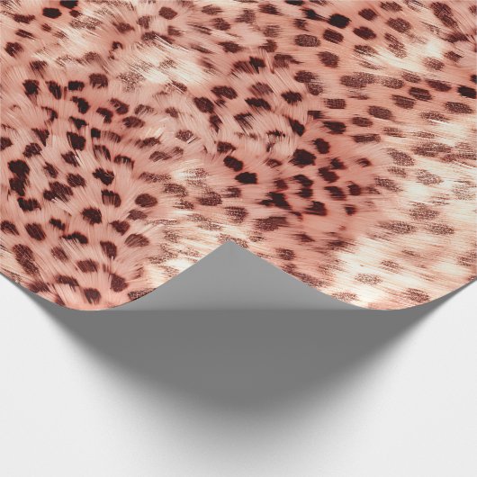 Chique Girly Roos Gouden Luipaard Cadeaupapier (Hoek)