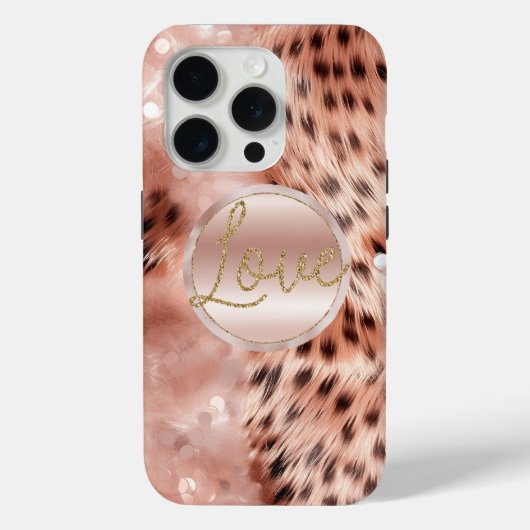 Chique Girly Roos Gouden Luipaard Case-Mate iPhone Case (Achterkant)