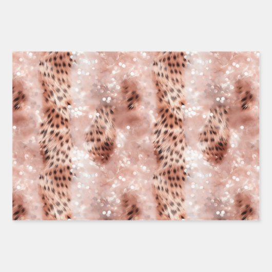Chique  Girly Roos Gouden Luipaard Inpakpapier Vel (Voorkant 3)