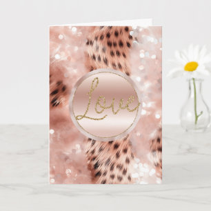 Chique Girly Roos Gouden Luipaard Kaart