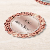 Chique  Girly Roos Gouden Luipaard Kartonnen Onderzetters (Gekanteld)