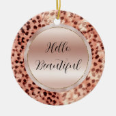 Chique  Girly Roos Gouden Luipaard Keramisch Ornament (Voorkant)