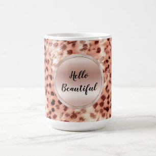 Chique Girly Roos Gouden Luipaard Koffiemok