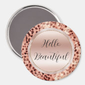 Chique  Girly Roos Gouden Luipaard Magneet (Voorkant / Achterkant)