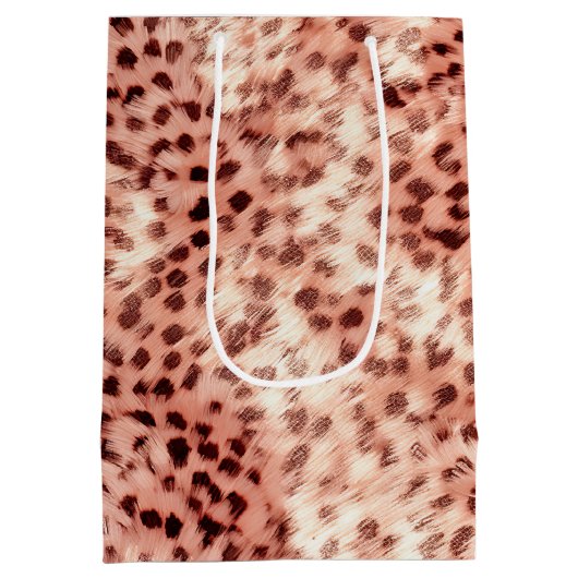 Chique Girly Roos Gouden Luipaard Medium Cadeauzakje (Achterkant)