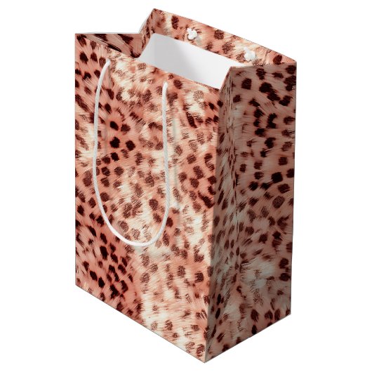 Chique  Girly Roos Gouden Luipaard Medium Cadeauzakje (Achterkant Gekanteld)