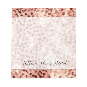 Chique  Girly Roos Gouden Luipaard Notitieblok