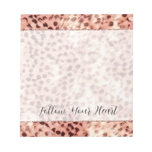 Chique  Girly Roos Gouden Luipaard Notitieblok (Voorkant)