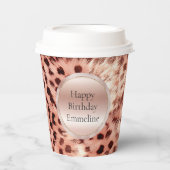 Chique  Girly Roos Gouden Luipaard Papieren Bekers (Voorkant)