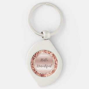 Chique  Girly Roos Gouden Luipaard Sleutelhanger