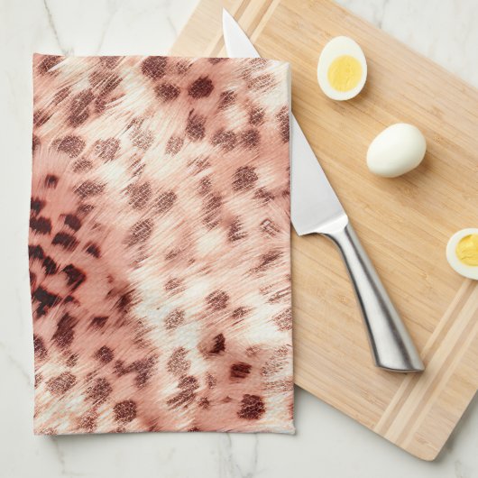 Chique  Girly Roos Gouden Luipaard Theedoek (Quarter Fold)