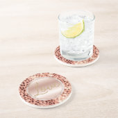 Chique  Girly Roos Gouden Luipaard Zandsteen Onderzetter (Zijkant)