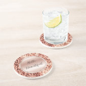 Chique Girly Roos Gouden Luipaard Zandsteen Onderzetter (Zijkant)