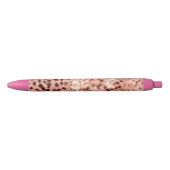 Chique Girly Roos Gouden Luipaard Zwarte Inkt Pen (Voorkant)