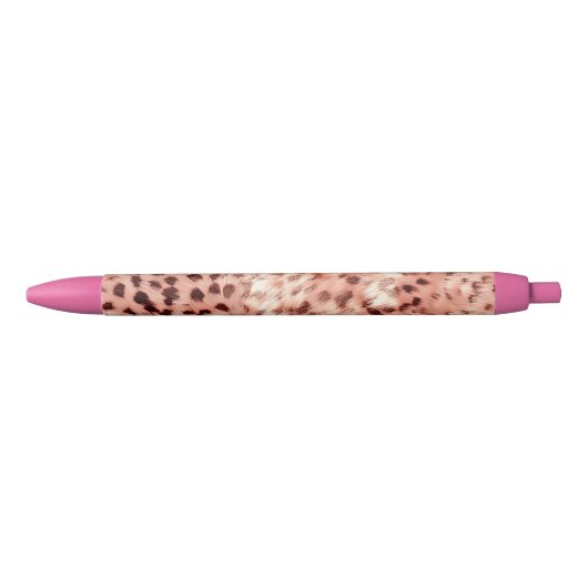 Chique  Girly Roos Gouden Luipaard Zwarte Inkt Pen (Voorkant)