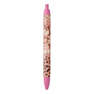 Chique  Girly Roos Gouden Luipaard Zwarte Inkt Pen