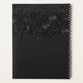 Chique Girly Zwart Glitter Drips Monogram Met Naam Planner (Achterkant)