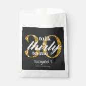 Chique Girly Zwart Goud Glitter 30e Verjaardagsfee Bedankzakje (Voorkant)