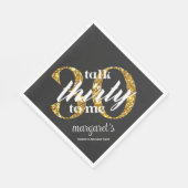 Chique Girly Zwart Goud Glitter 30e Verjaardagsfee Servet (Hoek)