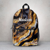 Chique girly zwart goud marmer kunst bedrukte rugzak