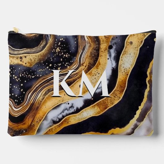 Chique girly zwart goud marmer kunst etui (Voorkant)