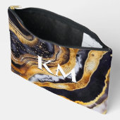 Chique girly zwart goud marmer kunst etui (Open)