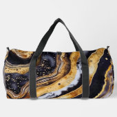 Chique girly zwart goud marmeren kunst gedrukt plunjezak (Achterkant)