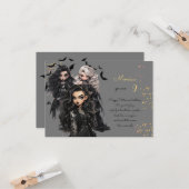 Chique glam gothic eng meisje gelukkig verjaardag kaart (Voorkant / Achterkant in situ)