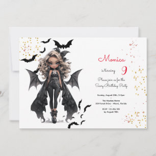 Chique glam gothic eng verjaardagsfeestje voor mei kaart