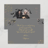 Chique glam gothic enge meisje verjaardagsfeestje bedankkaart (Voorkant / Achterkant)