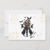 Chique glam gothic enge meisje verjaardagsfeestje bedankkaart (Achterkant)