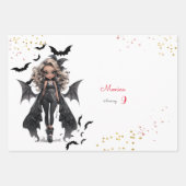 Chique glam gothic enge meisje verjaardagsfeestje inpakpapier vel (Voorkant)