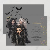 Chique glam gothic enge meisje verjaardagsfeestje kaart (Voorkant / Achterkant)