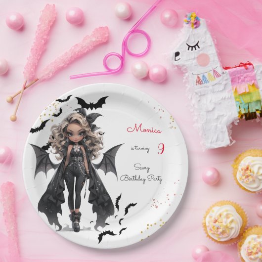 Chique glam gothic enge meisje verjaardagsfeestje papieren bordje (Feest)