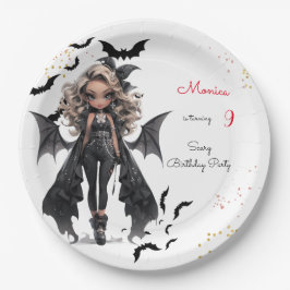 Chique glam gothic enge meisje verjaardagsfeestje papieren bordje