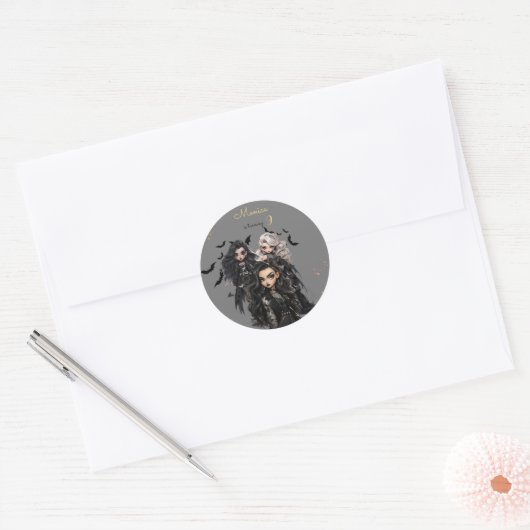 Chique glam gothic enge meisje verjaardagsfeestje ronde sticker (Envelop)