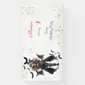 Chique glam gothic enge meisje verjaardagsfeestje spandoek (Verticaal)