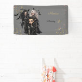 Chique glam gothic enge meisje verjaardagsfeestje spandoek (Insitu)