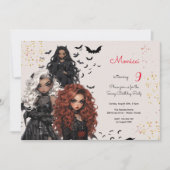 Chique glam gothic enge meisjes verjaardagsfeestje kaart (Voorkant)