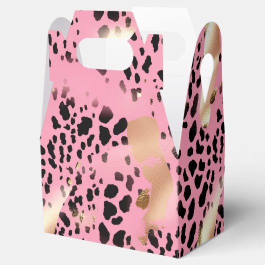 Chique Glam Goud Roze Zwart Leopard Bedankdoosjes (Geopend)