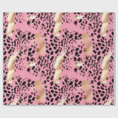 Chique Glam Goud Roze Zwart Leopard Cadeaupapier (Vlak)