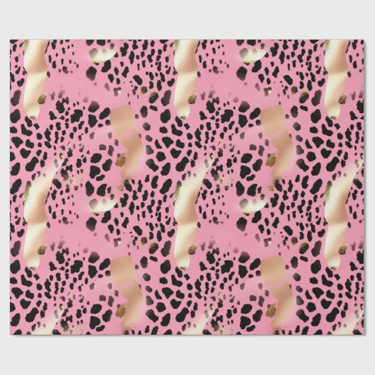 Chique Glam Goud Roze Zwart Leopard Cadeaupapier (Vlak)