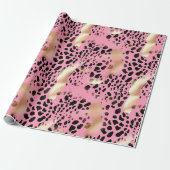Chique Glam Goud Roze Zwart Leopard Cadeaupapier (Uitgerold)